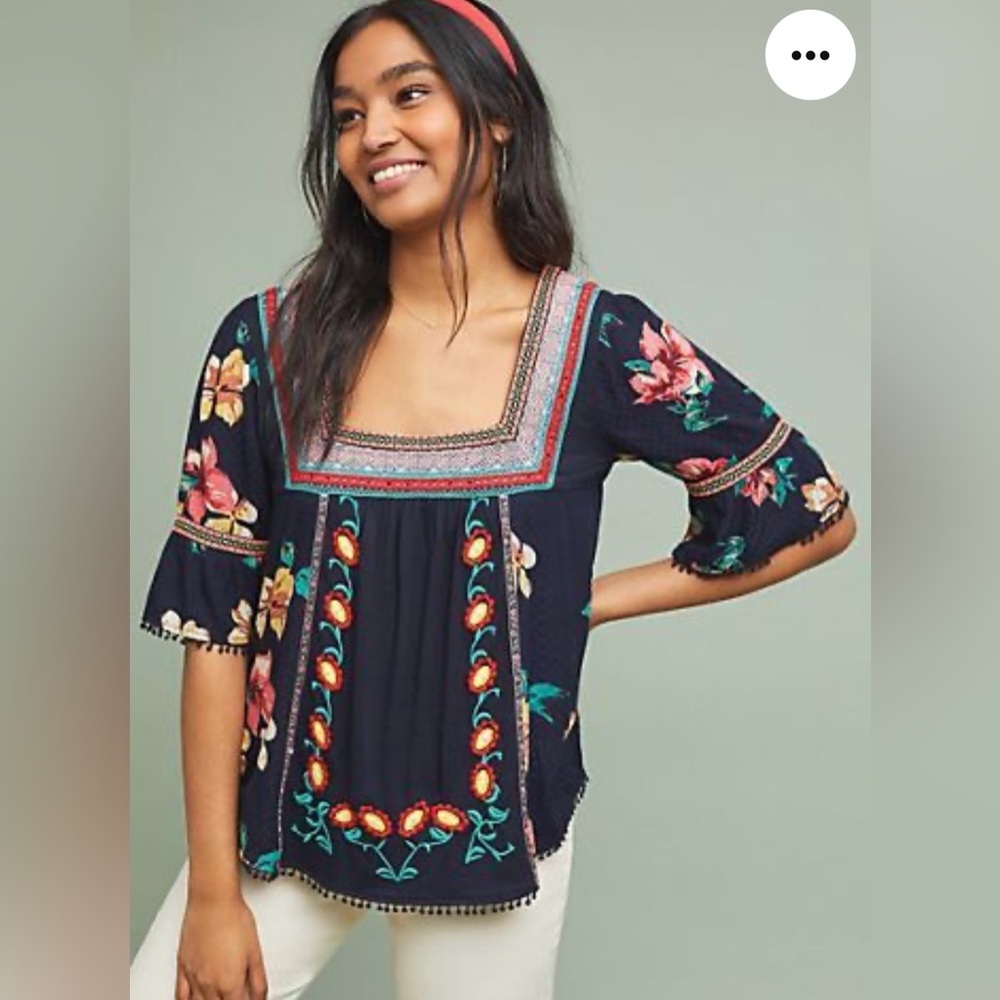Anthropologie Dakota Embroidered Top Large